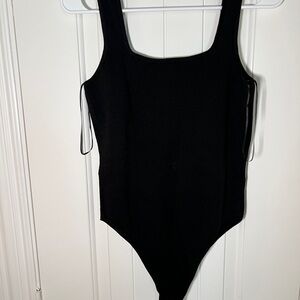 Zara Black Bodysuit One Piece with Square Neckline